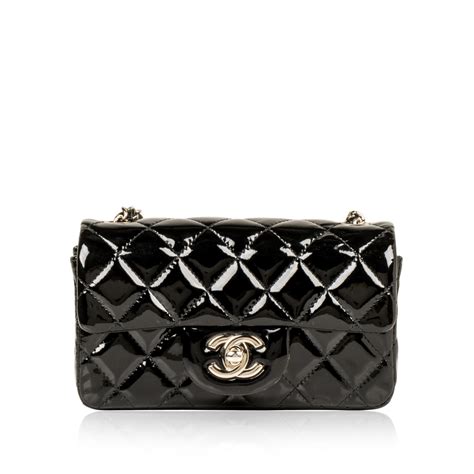 chanel extra mini black patent|Chanel mini purses.